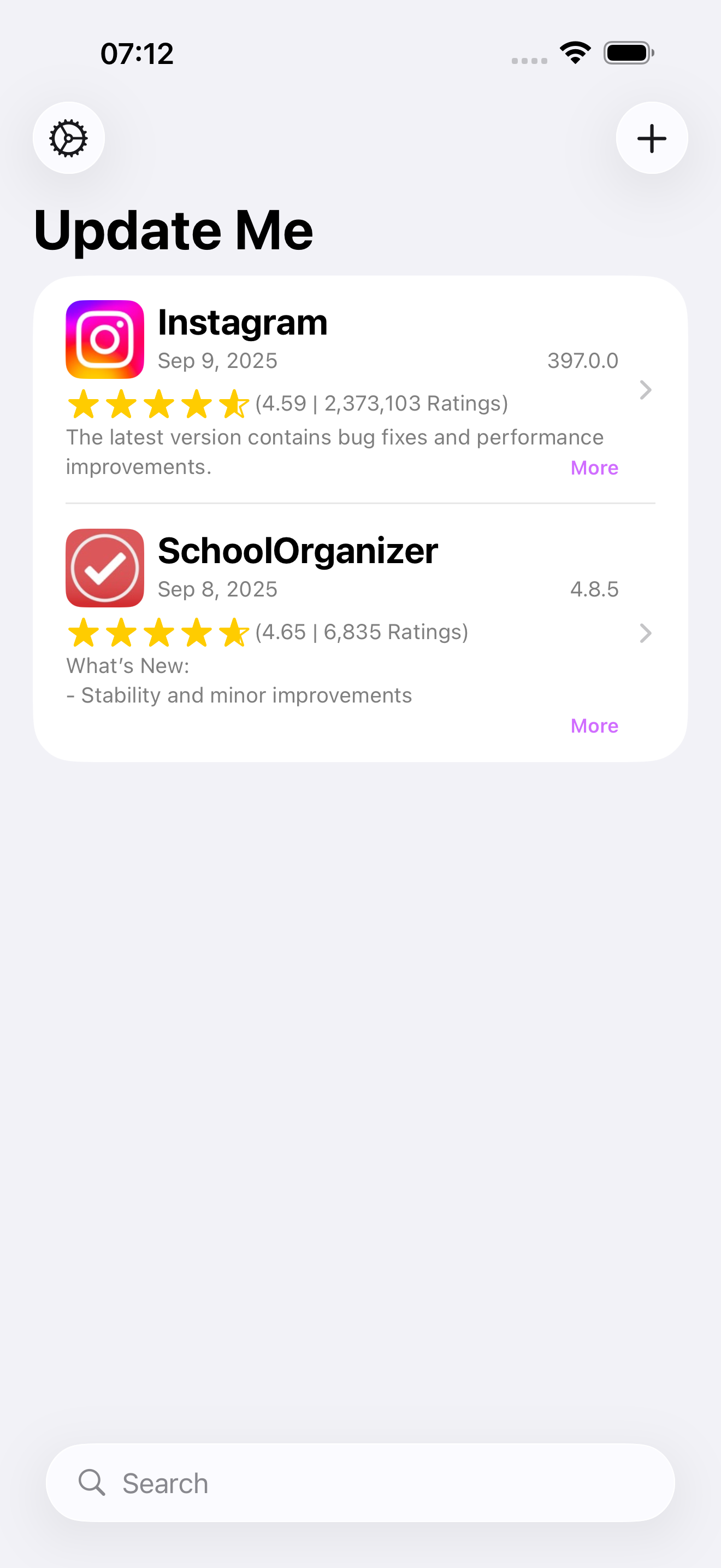 App update list